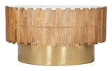 Bombay Natural Wood and Marble Round Coffee Table Coffee Tables LOOMLAN By Zuo Modern