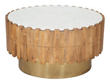 Bombay Natural Wood and Marble Round Coffee Table Coffee Tables LOOMLAN By Zuo Modern