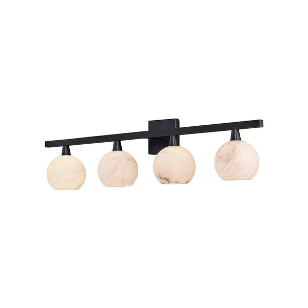 Bombelles Metal and Alabaster Black Bath Bar Wall Sconces LOOMLAN By Currey & Co