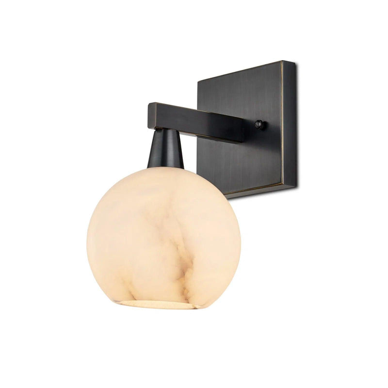 Bombelles Metal and Alabaster Black Bath Wall Sconce Wall Sconces LOOMLAN By Currey & Co