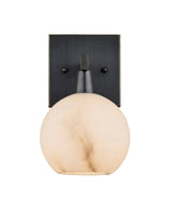 Bombelles Metal and Alabaster Black Bath Wall Sconce Wall Sconces LOOMLAN By Currey & Co