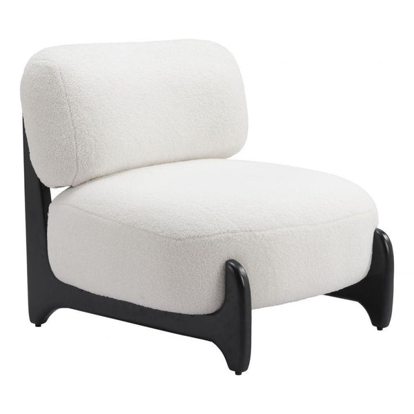 Bombo Wood White Armless Accent Chair Club Chairs LOOMLAN By Zuo Modern