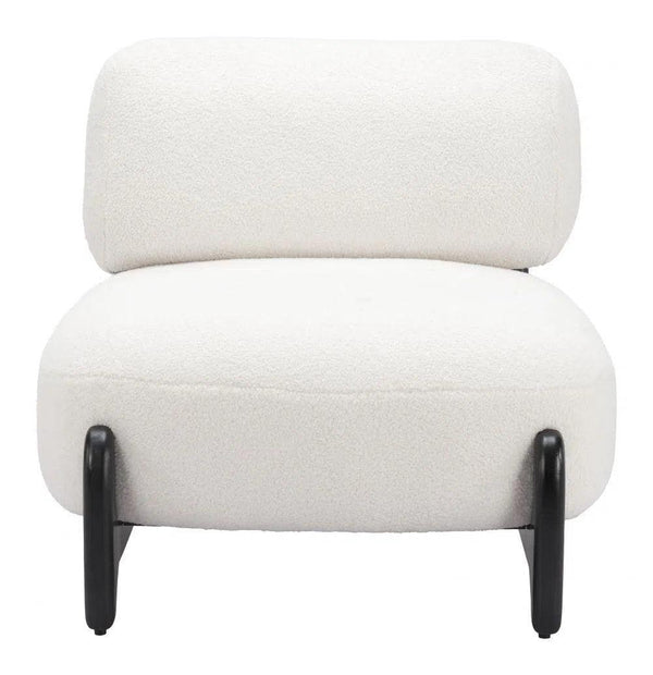 Bombo Wood White Armless Accent Chair Club Chairs LOOMLAN By Zuo Modern