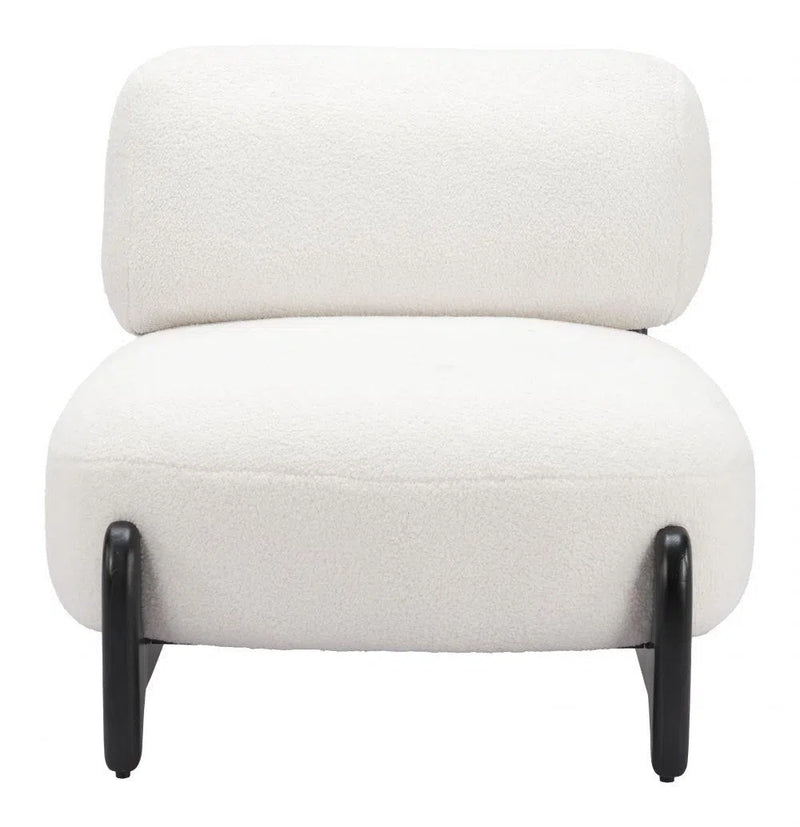 Bombo Wood White Armless Accent Chair Club Chairs LOOMLAN By Zuo Modern