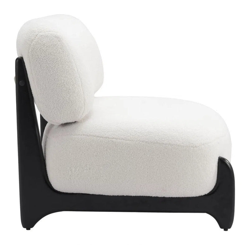 Bombo Wood White Armless Accent Chair Club Chairs LOOMLAN By Zuo Modern