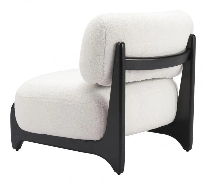 Bombo Wood White Armless Accent Chair Club Chairs LOOMLAN By Zuo Modern