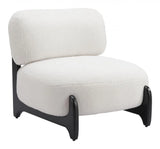 Bombo Wood White Armless Accent Chair Club Chairs LOOMLAN By Zuo Modern