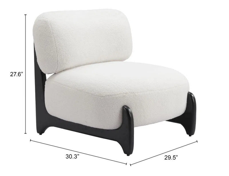 Bombo Wood White Armless Accent Chair Club Chairs LOOMLAN By Zuo Modern