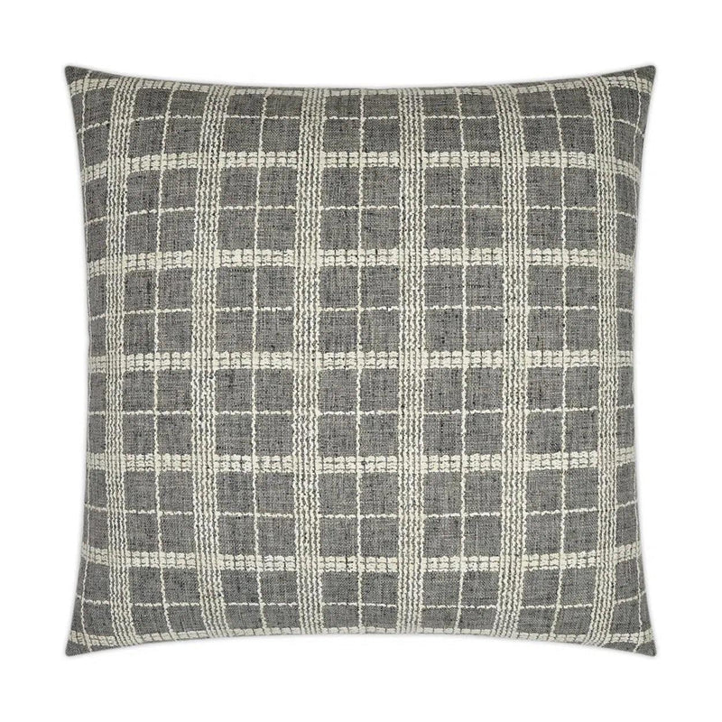 Bond Meteorite Plaid Check Grey Large Throw Pillow With Insert Throw Pillows LOOMLAN By D.V. Kap