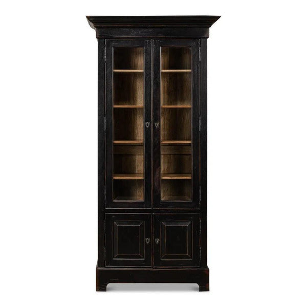 Bookcase Display Curion Glass Doors In Ebony Finish Bookcases LOOMLAN By Sarreid