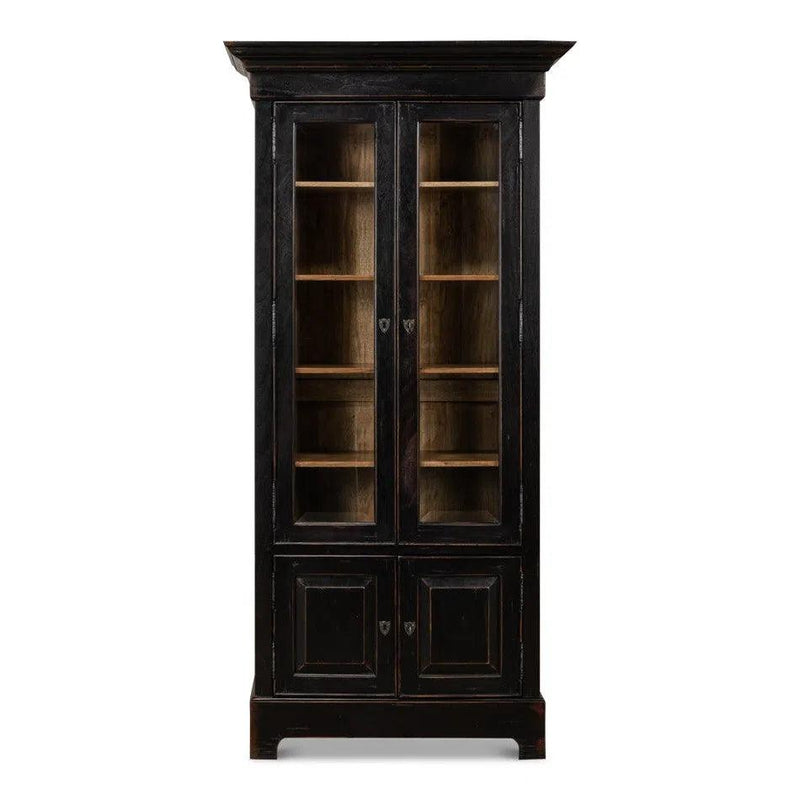 Bookcase Display Curion Glass Doors In Ebony Finish Bookcases LOOMLAN By Sarreid