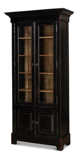 Bookcase Display Curion Glass Doors In Ebony Finish Bookcases LOOMLAN By Sarreid