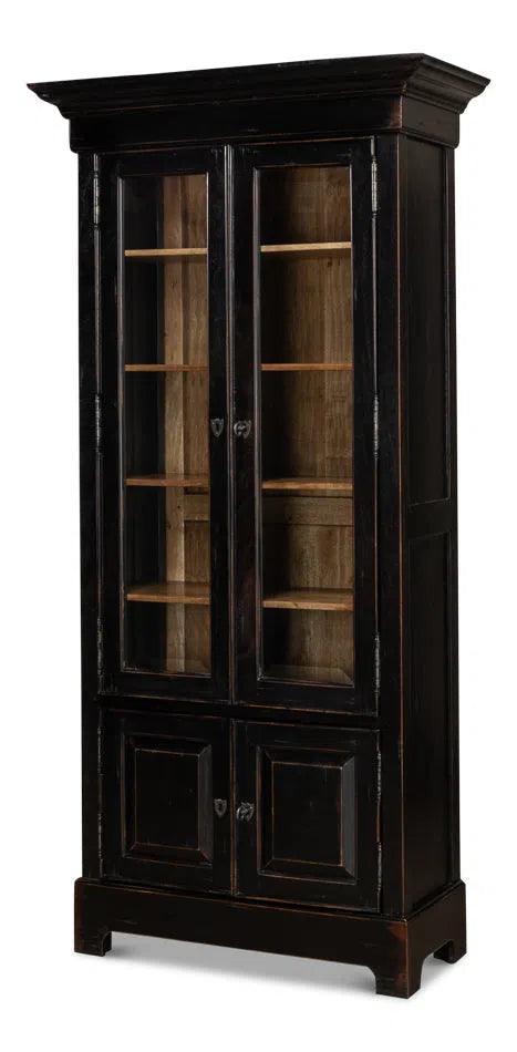 Bookcase Display Curion Glass Doors In Ebony Finish Bookcases LOOMLAN By Sarreid