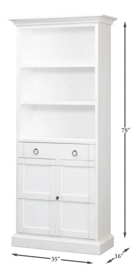 Bookcase With Doors and Drawer Cortina White Bookcases LOOMLAN By Sarreid