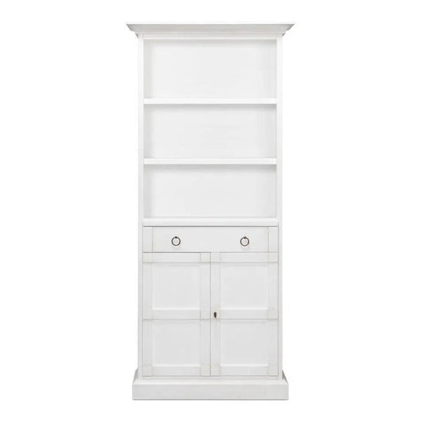 Bookcase With Doors and Drawer Cortina White Bookcases LOOMLAN By Sarreid