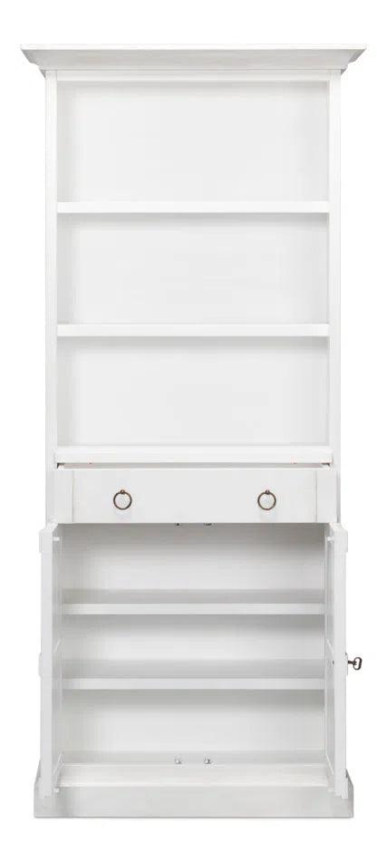 Bookcase With Doors and Drawer Cortina White Bookcases LOOMLAN By Sarreid