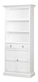 Bookcase With Doors and Drawer Cortina White Bookcases LOOMLAN By Sarreid