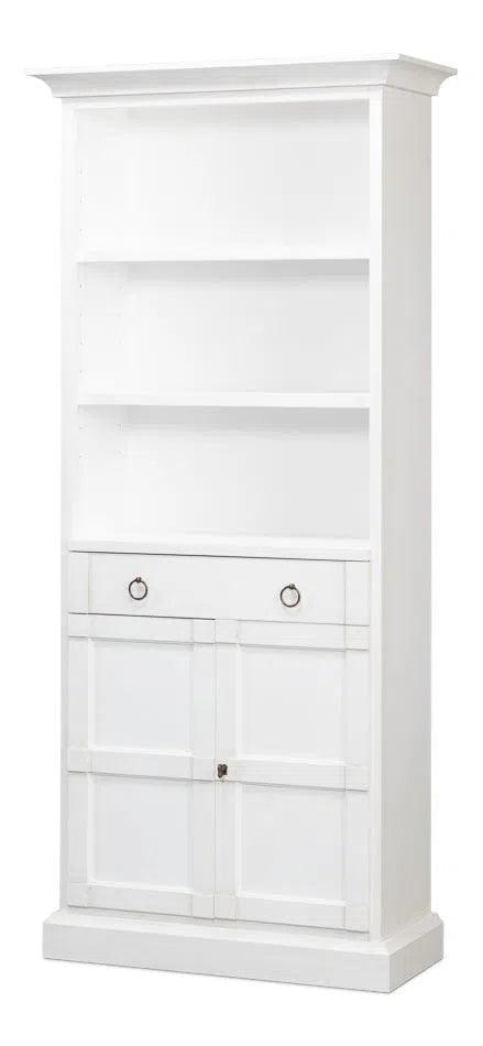 Bookcase With Doors and Drawer Cortina White Bookcases LOOMLAN By Sarreid