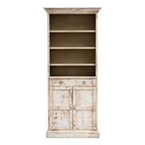 Bookcase With Doors and Drawer Disrupted White Bookcases LOOMLAN By Sarreid