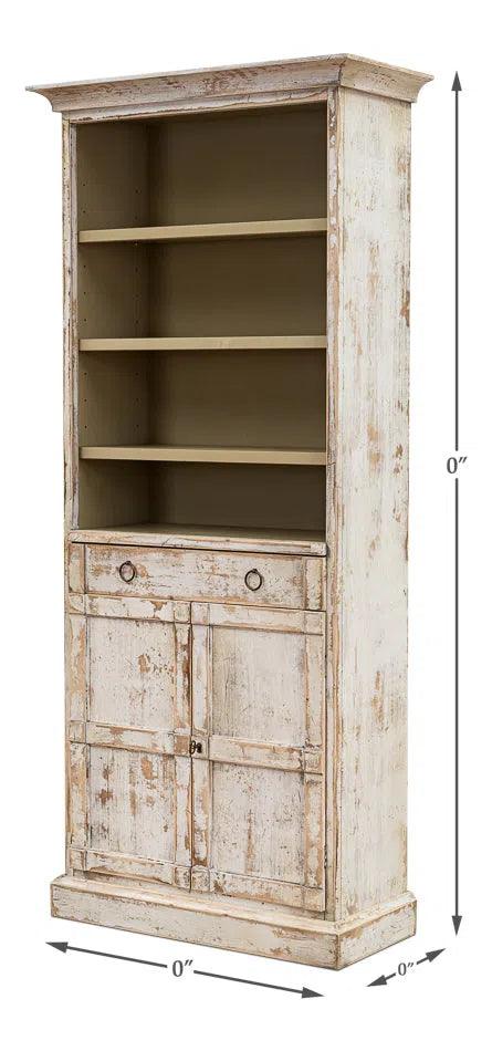 Bookcase With Doors and Drawer Disrupted White Bookcases LOOMLAN By Sarreid