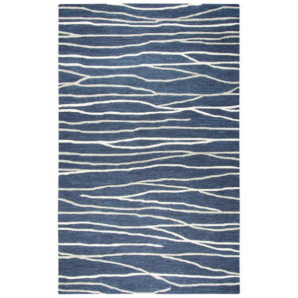 Bore Lines Navy Large Area Rugs For Living Room Area Rugs LOOMLAN By LOOMLAN