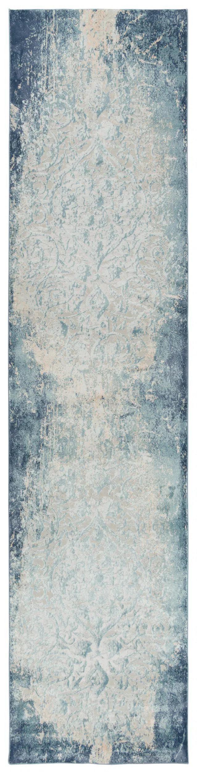 Born Scroll Blue Kitchen Hallway Runner Rug Area Rugs LOOMLAN By LOOMLAN