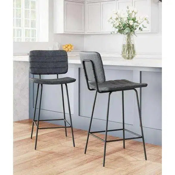 Boston Counter Chair (Set of 2) Vintage Black Counter Stools LOOMLAN By Zuo Modern