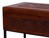 Botanical Side Table Leather Box On Stand Side Tables LOOMLAN By Sarreid