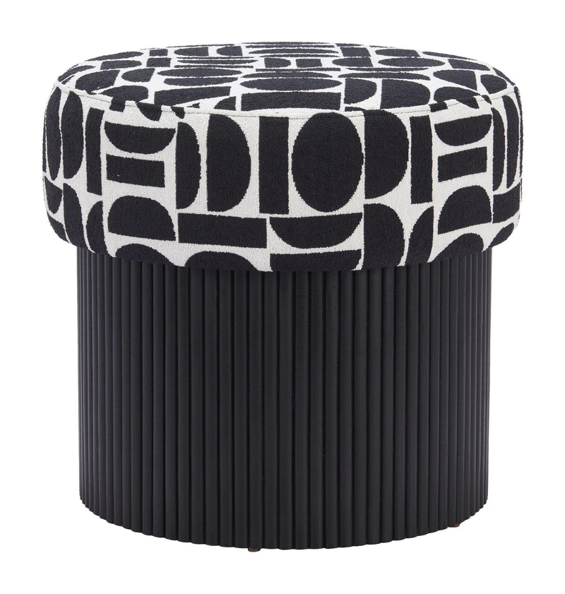 Boto Black and White Storage Ottoman Ottomans LOOMLAN By Zuo Modern