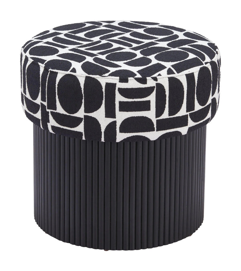 Boto Black and White Storage Ottoman Ottomans LOOMLAN By Zuo Modern