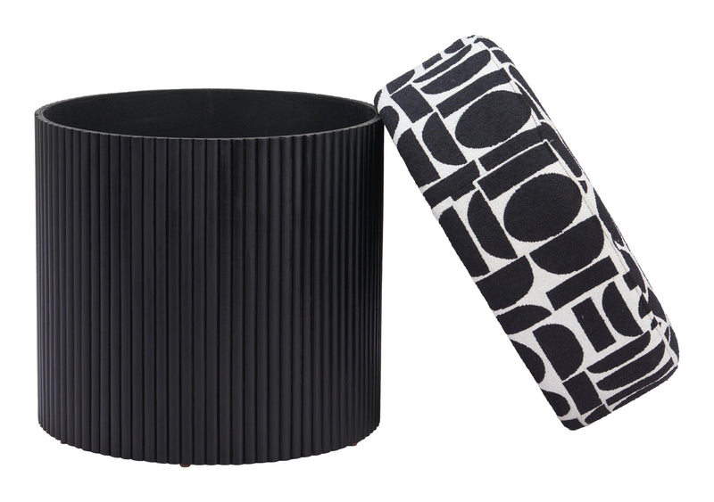 Boto Black and White Storage Ottoman Ottomans LOOMLAN By Zuo Modern