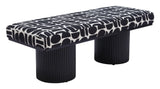 Botoia Wood Black Bench with Plush Fabric Bedroom Benches LOOMLAN By Zuo Modern