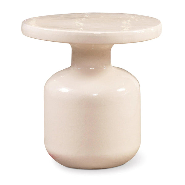 Bottle Accent Table - White Outdoor End Table Outdoor Side Tables LOOMLAN By Seasonal Living