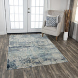 Boul Abstract Blue Kitchen Hallway Runner Rug Area Rugs LOOMLAN By LOOMLAN