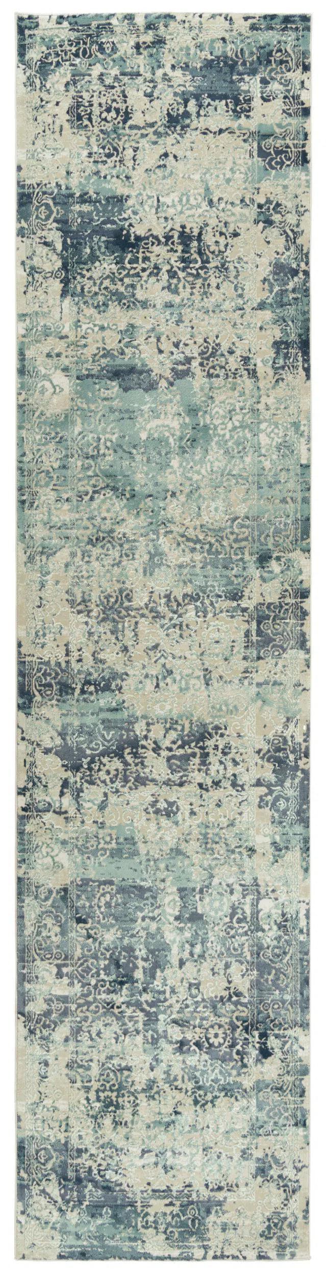 Boul Abstract Blue Kitchen Hallway Runner Rug Area Rugs LOOMLAN By LOOMLAN