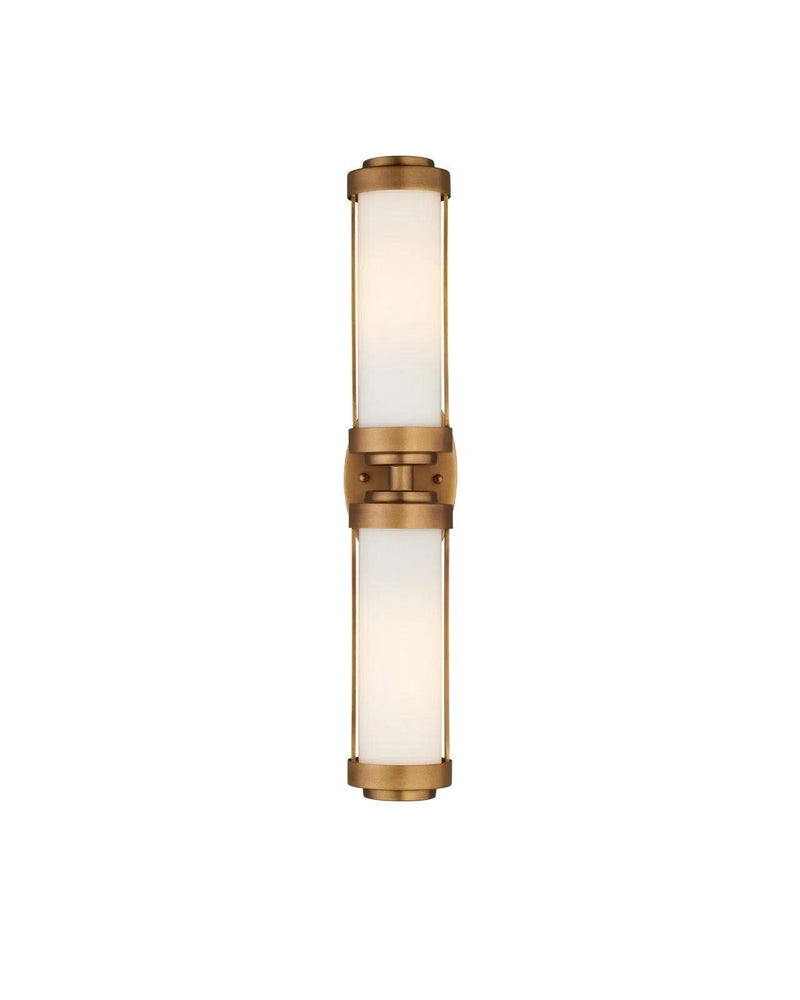 Bowland Metal and Glass Gold Bath Wall Sconce Wall Sconces LOOMLAN By Currey & Co