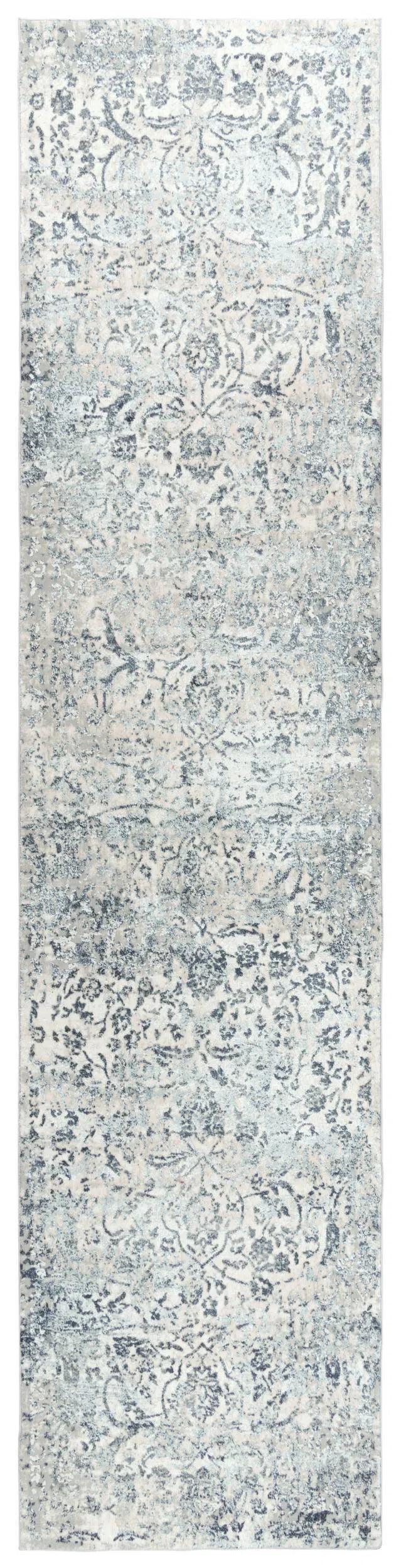 Boxy Scroll Gray Kitchen Hallway Runner Rug Area Rugs LOOMLAN By LOOMLAN