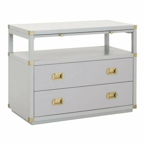 Bradley 2 Drawers Gray Nightstand With Pull Out Tray Nightstands LOOMLAN By Essentials For Living