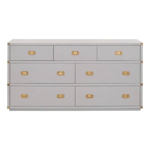 Bradley Wood Dove Gray 7-Drawer Double Dresser Dressers LOOMLAN By Essentials For Living