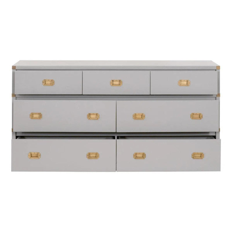 Bradley Wood Dove Gray 7-Drawer Double Dresser Dressers LOOMLAN By Essentials For Living