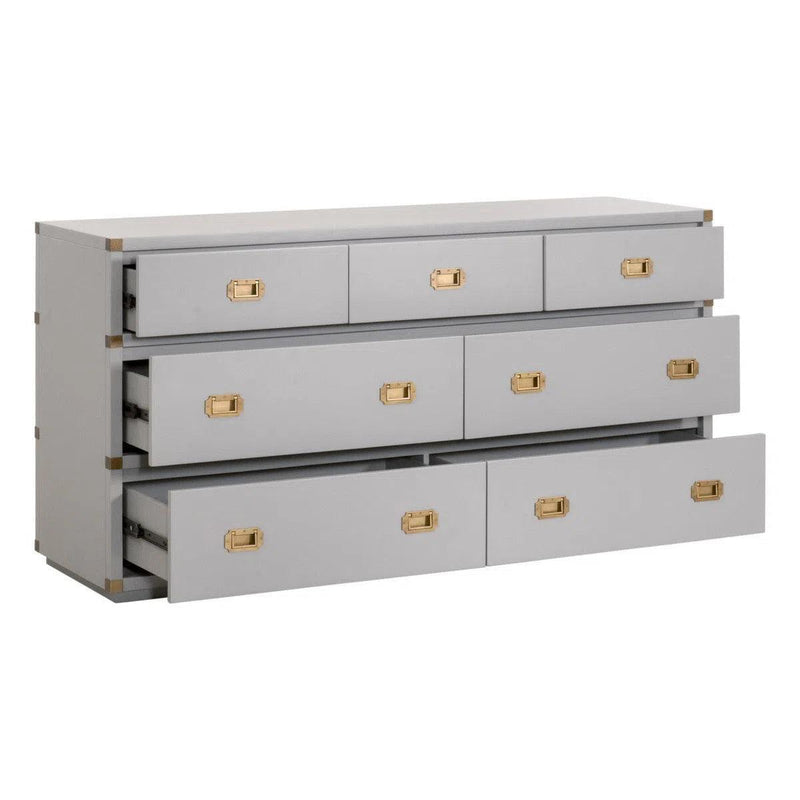 Bradley Wood Dove Gray 7-Drawer Double Dresser Dressers LOOMLAN By Essentials For Living