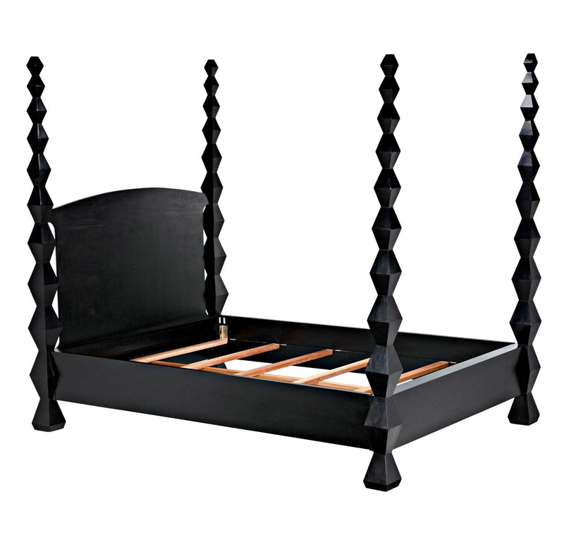 Brancusi Black Wooden Bed Frame Beds LOOMLAN By Noir