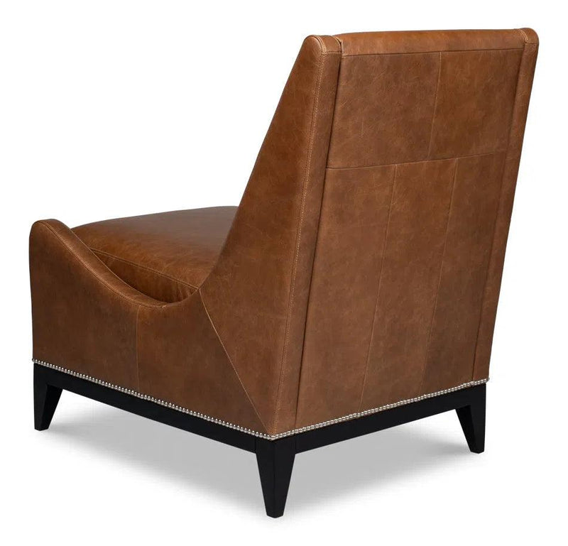 Brandy Slipper Accent Chair In Distilled Leather Accent Chairs LOOMLAN By Sarreid