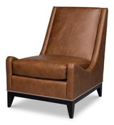 Brandy Slipper Accent Chair In Distilled Leather Accent Chairs LOOMLAN By Sarreid