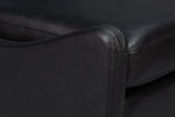 Brandy Wood and Leather Black Armless Accent Chair Club Chairs LOOMLAN By Sarreid