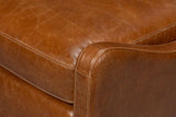 Brandy Wood and Leather Brown Armless Accent Chair Club Chairs LOOMLAN By Sarreid