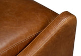 Brandy Wood and Leather Brown Armless Accent Chair Club Chairs LOOMLAN By Sarreid