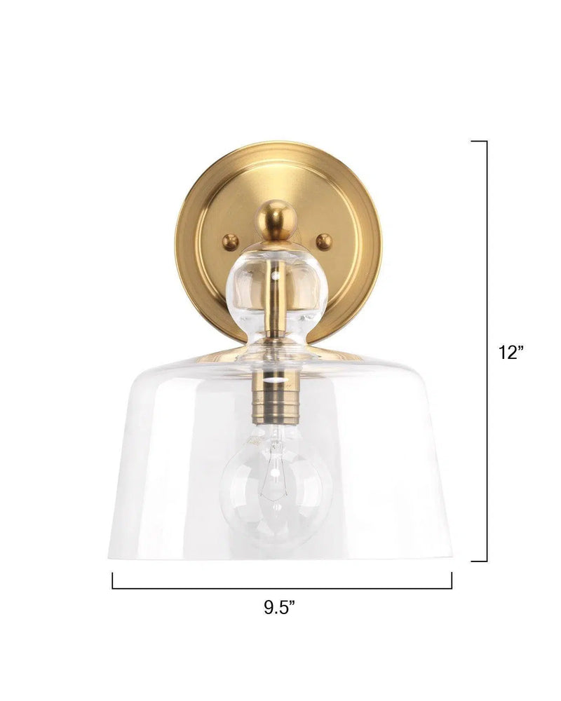 Brass & Clear Glass Hudson Wall Sconce Wall Sconces LOOMLAN By Jamie Young