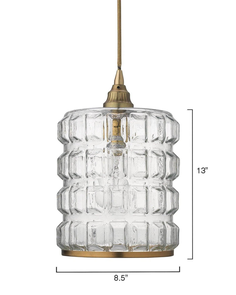 Brass & Clear Textured Glass Madison Pendant Pendants LOOMLAN By Jamie Young