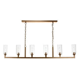 Brass & Glass Dining Room Linear 6 Light Chandelier Chandeliers LOOMLAN By Jamie Young